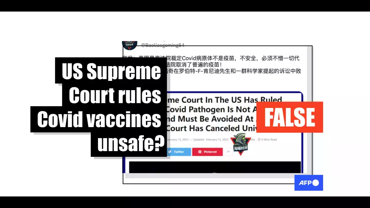 Chinese social media users recirculate false claim about 'US Supreme Court ruling on Covid vaccines'