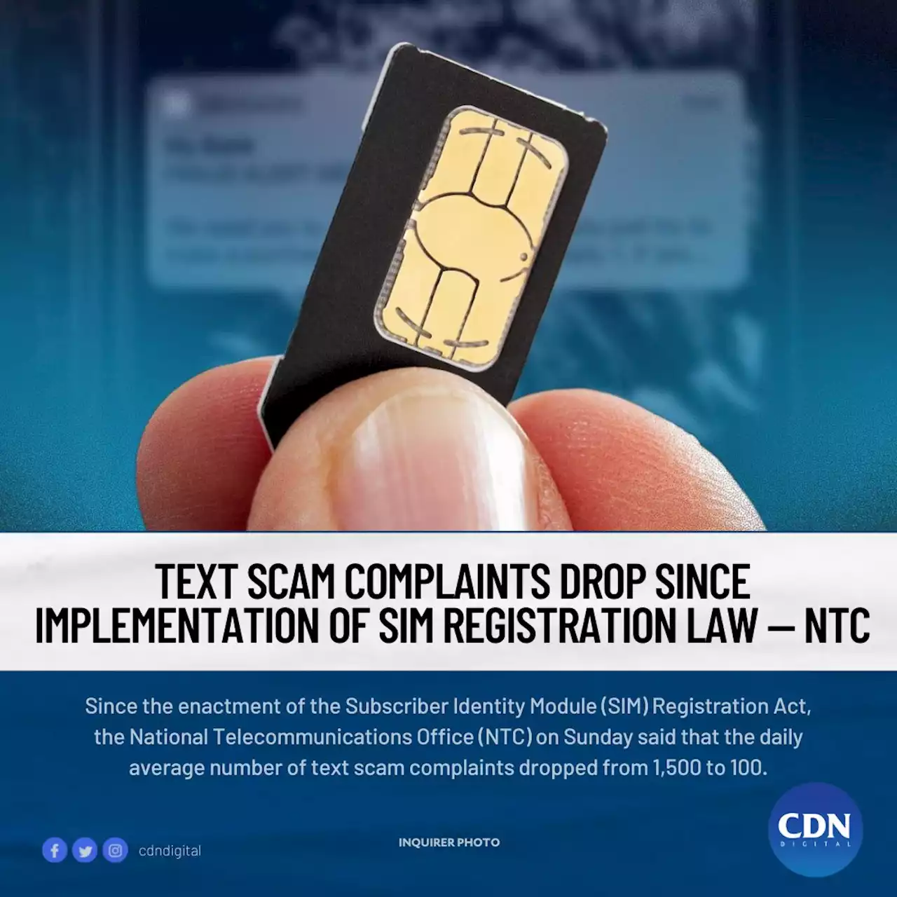 Text scam complaints drop since implementation of SIM registration law — NTC