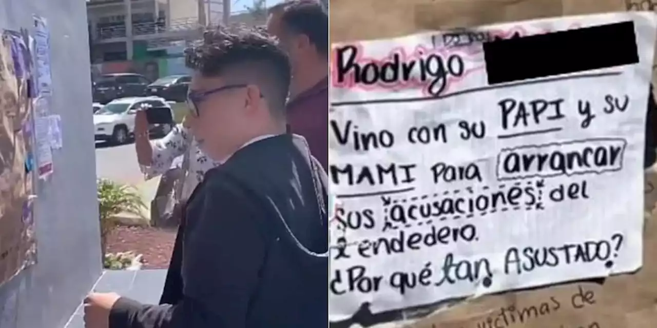 8M. Joven acompañado con sus papás borra su nombre de tendedero de acosadores (VIDEO)