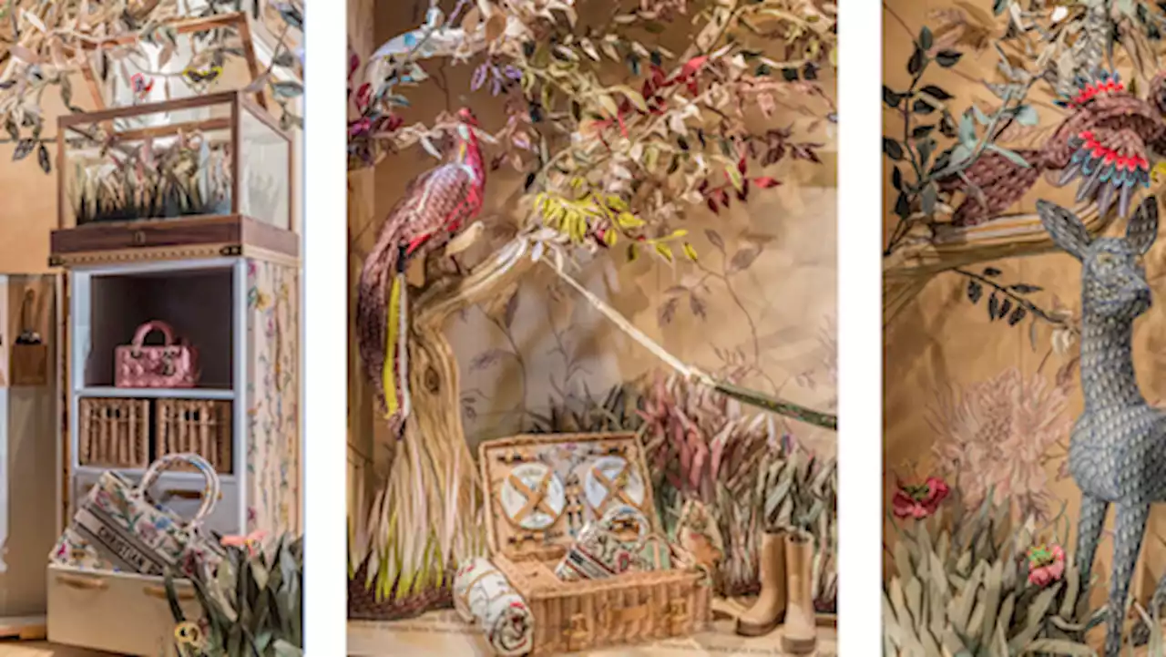 Dior creates ceremonial window displays from scratch, with scraps, for upcycled exhibition