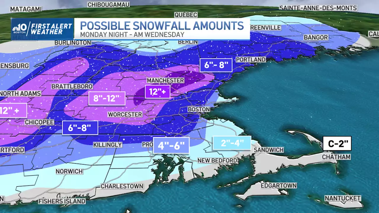 Snowfall Totals and Timing of Incoming Nor'easter; Impacts Begin Monday Night