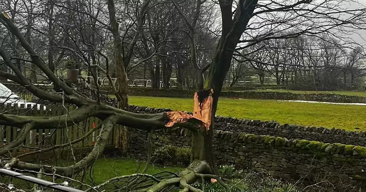 Aftermath of 'mini tornado' that hit village amid weather warnings