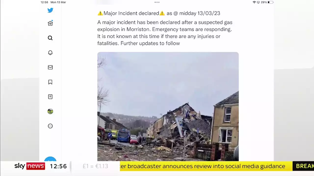 Swansea: 'Major incident declared' after house collapses in suspected gas explosion