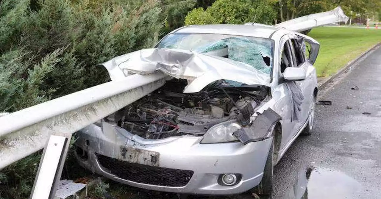 Occupants survive after car pierced by road barrier in 'vicious' crash