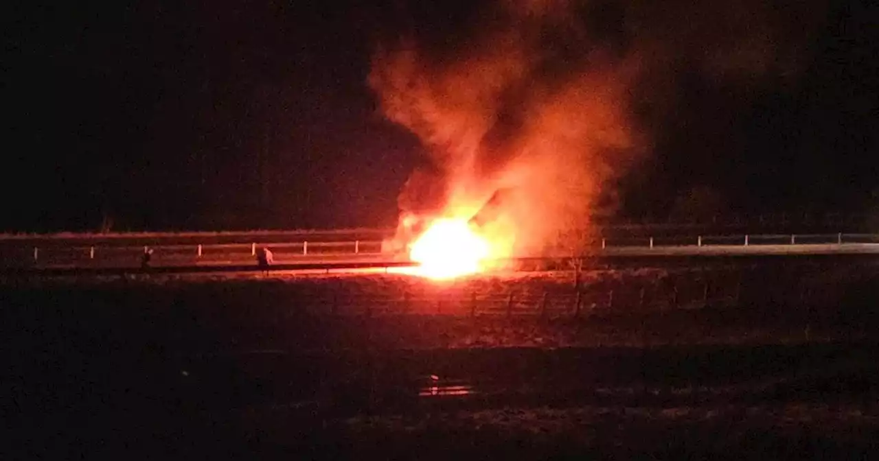 Car bursts into flames on major Scots road as emergency services called