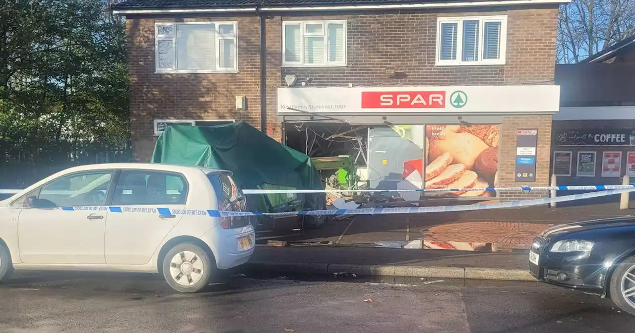 JCB ram-raid on cash machine leaves Spar shop damaged