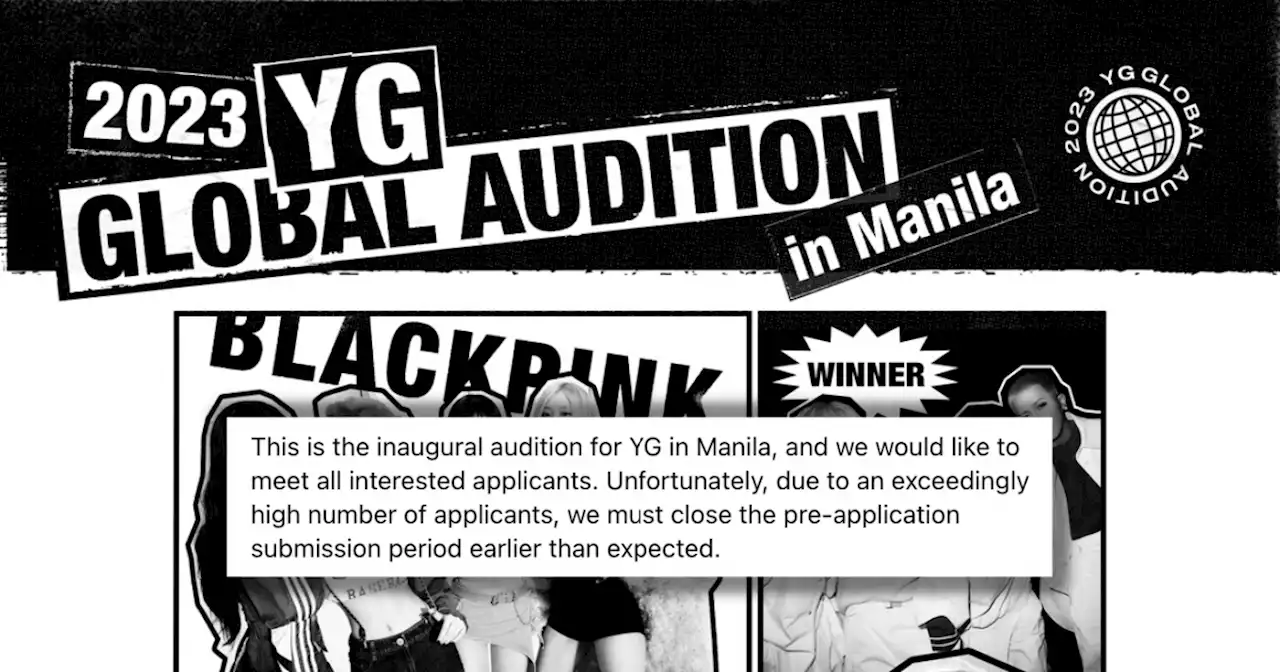 YG Entertainment closes Manila audition early due to high volume of applicants, adds additional audition date in April