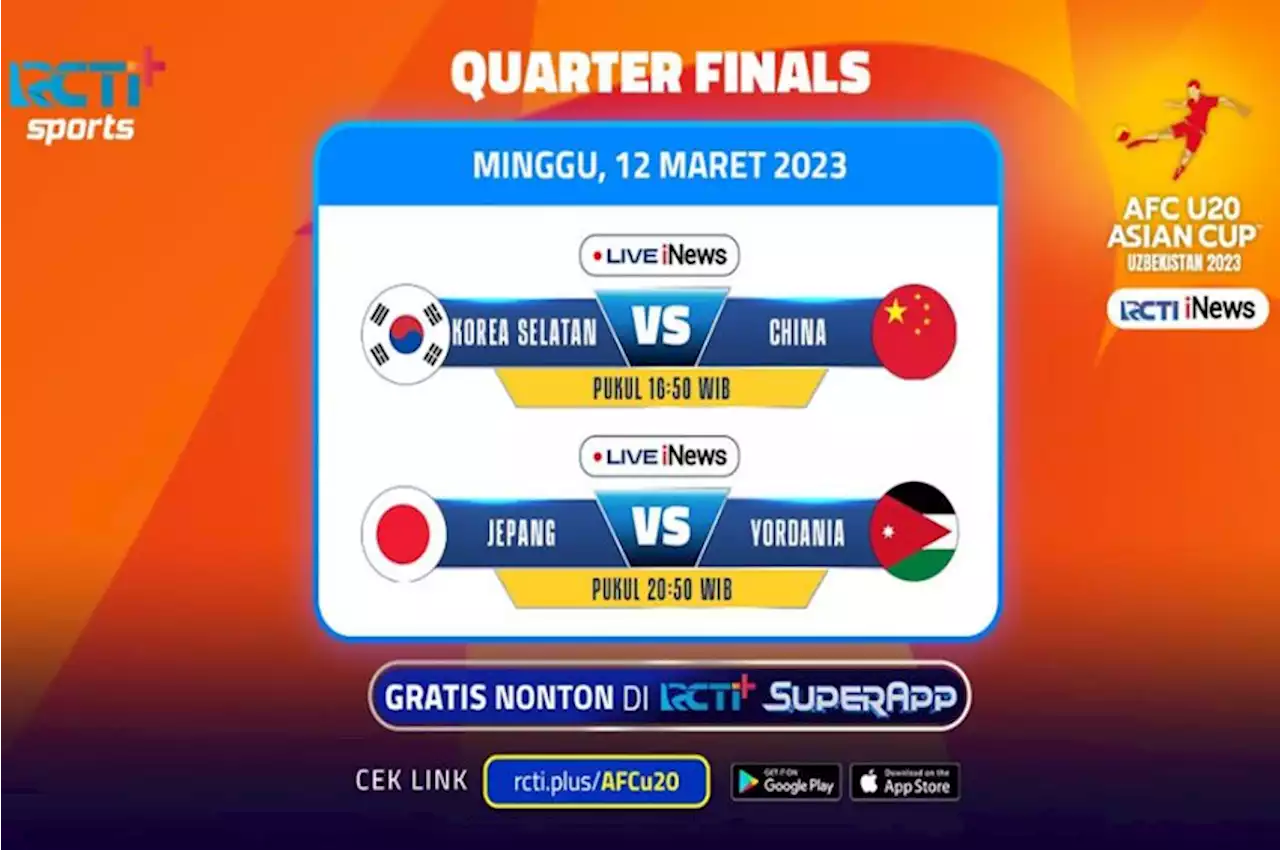 Link Live Streaming RCTI+ Perempat Final Piala Asia U-20 2023, Minggu (12/3/2023)