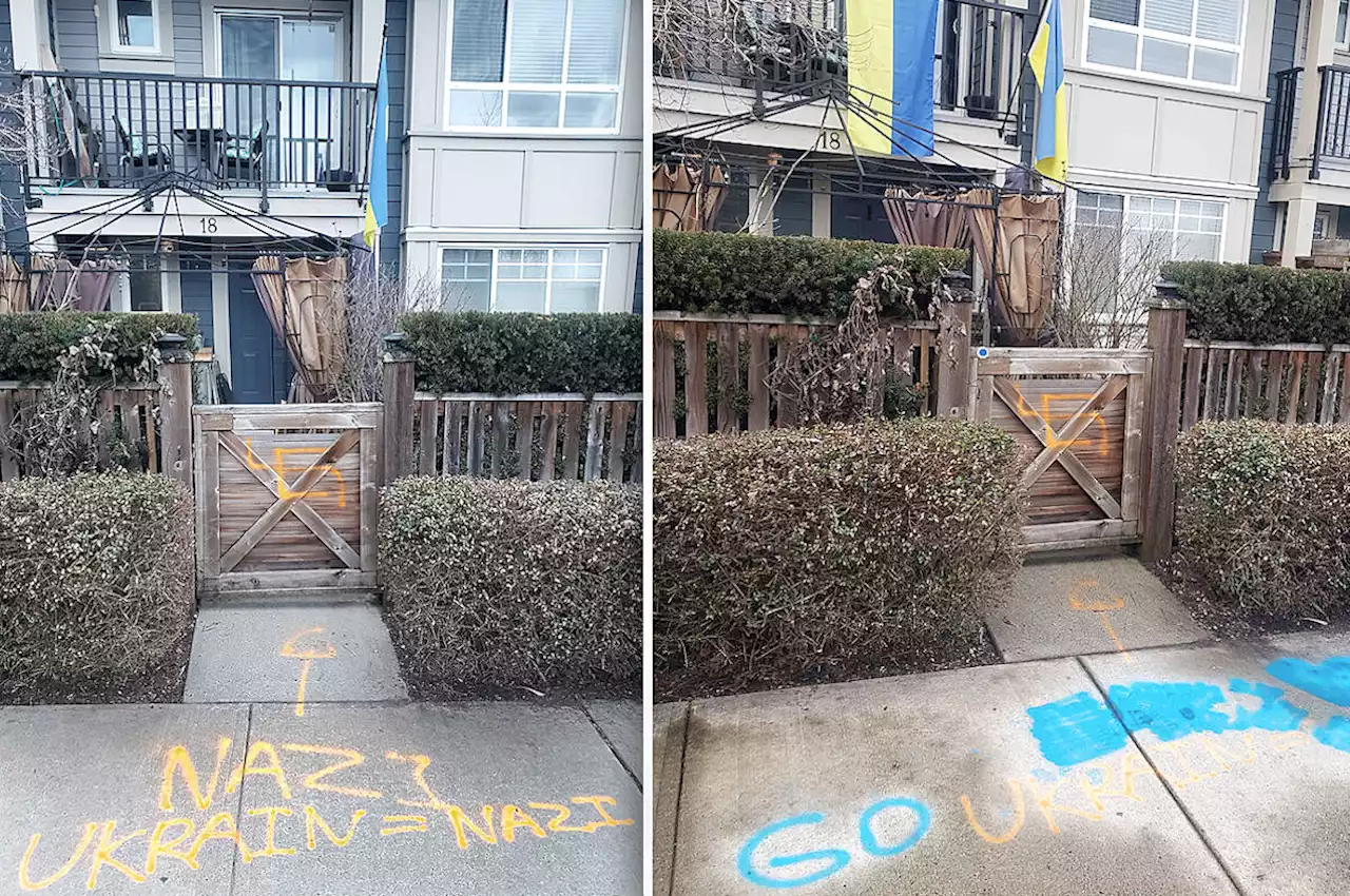 Anti-Ukraine graffiti spray painted on B.C. townhouse - Terrace Standard