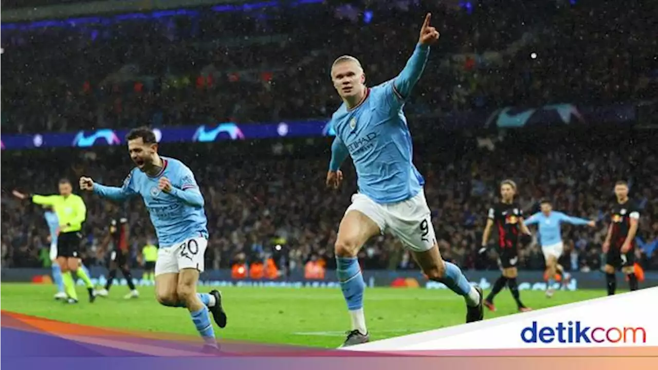 Aksi Gila Haaland Saat Manchester City Pesta Gol ke Gawang RB Leipzig