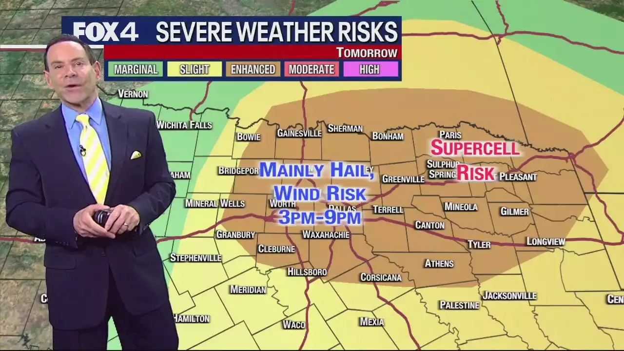 Enhanced risk of hail, damaging winds in North Texas Thursday