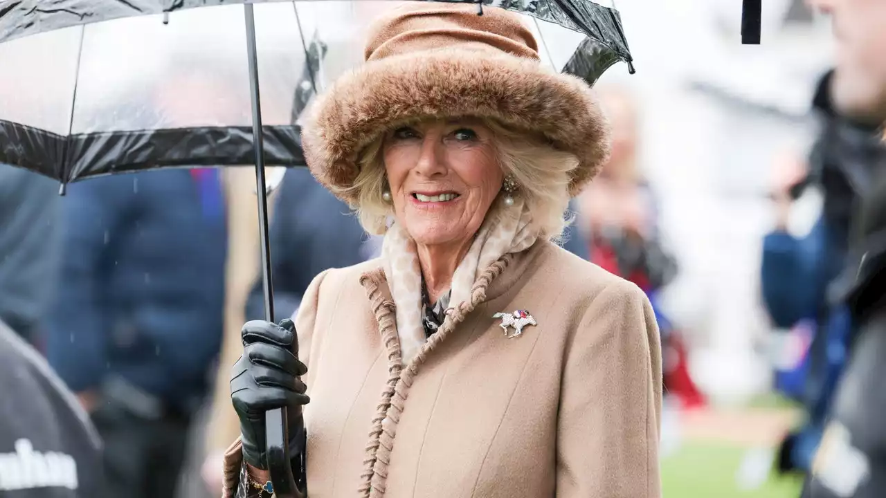 Queen Consort Camilla Wears Queen Elizabeth's Brooch to the Cheltenham Festival