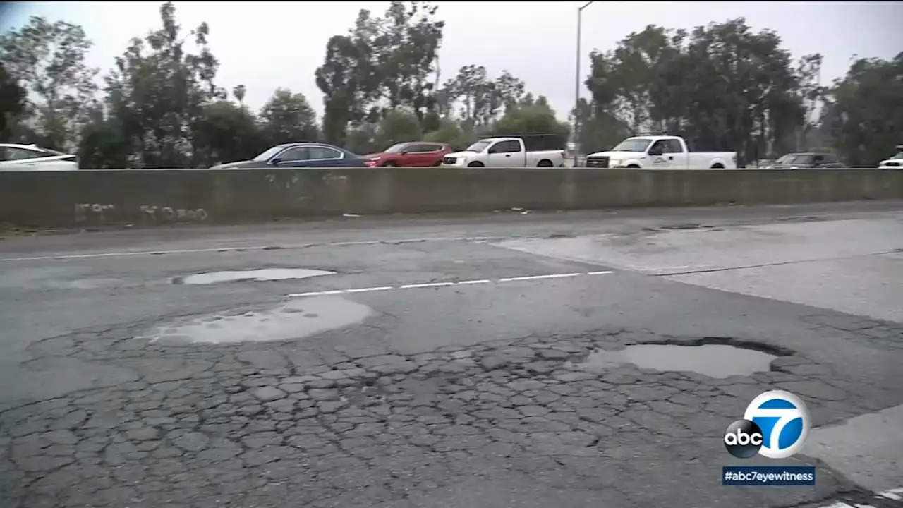 Potholes cause widespread car damage as more than 30 vehicles disabled on 71 Freeway in Pomona