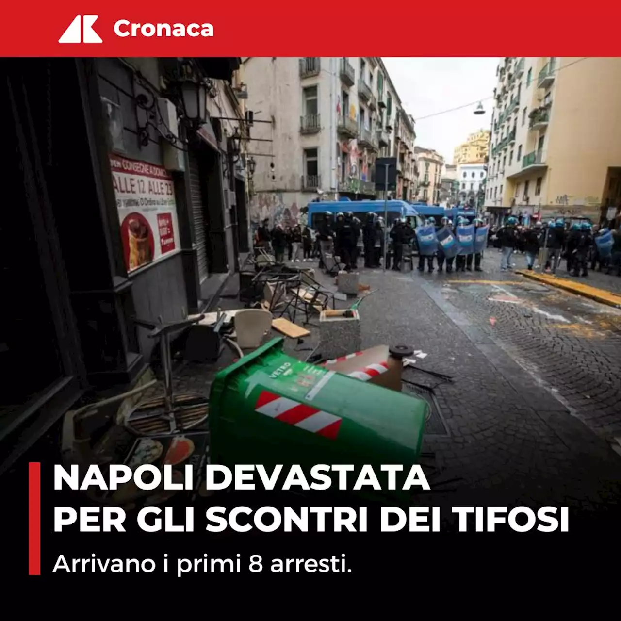 Napoli-Eintracht, scontri tra tifosi: primi 8 arresti