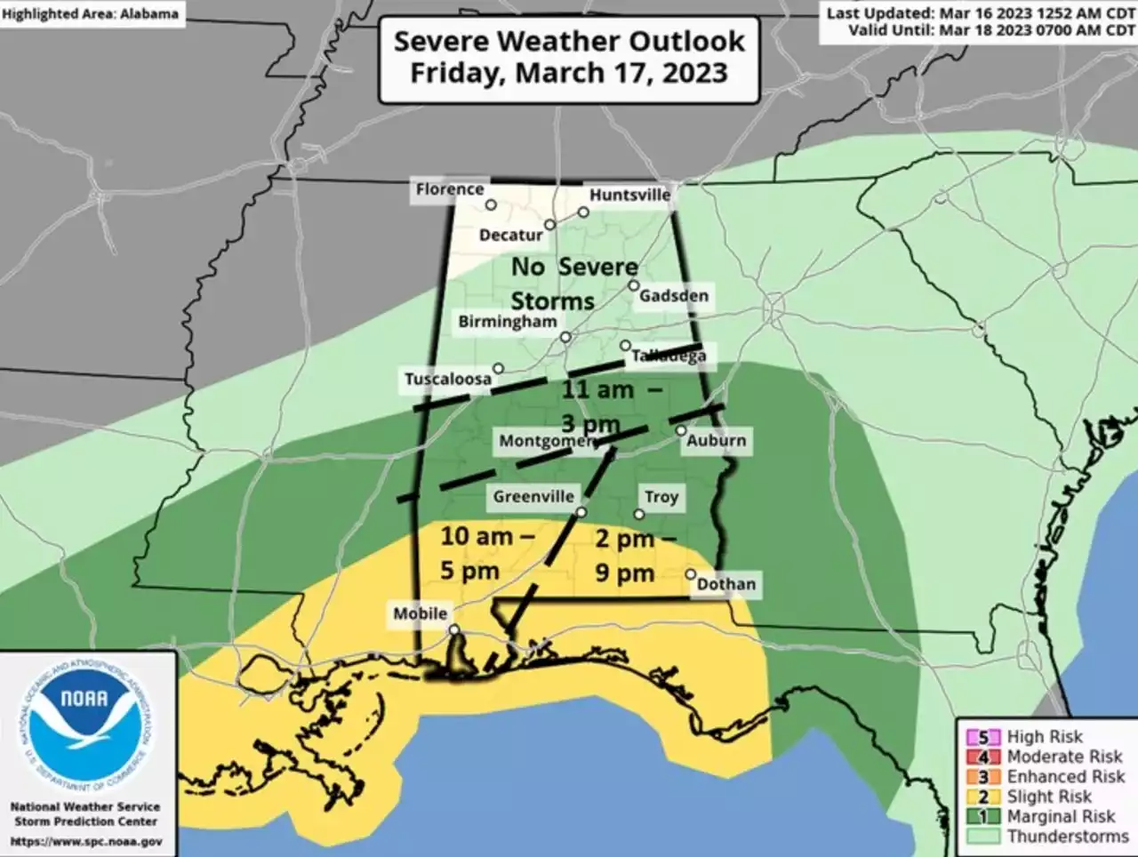 Severe weather possible in parts of Alabama today: When will storms arrive?