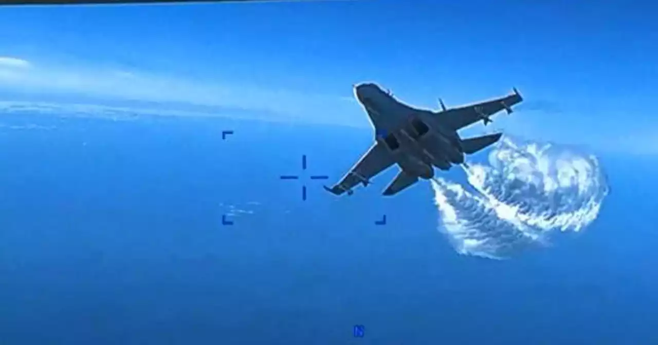 Pentagon releases footage of Russian aircraft dumping fuel on US drone over Black Sea