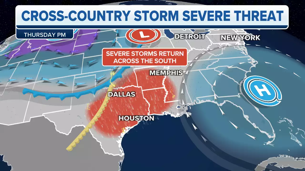 Severe weather from the Plains to the Gulf Coast will bring tornado risk, other threats