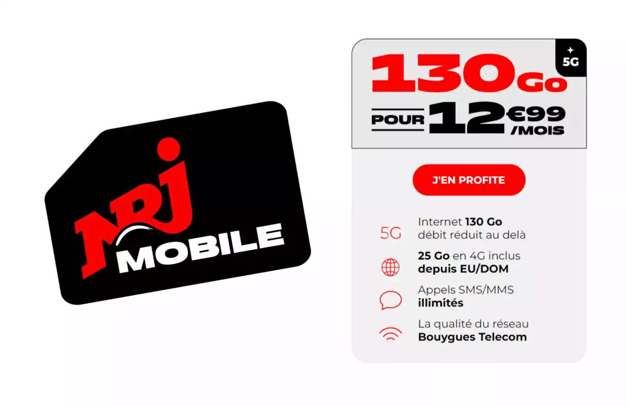 Ce forfait mobile 5G avec 130 Go de data n'est qu'à 12,99€/mois, et pas que la première année