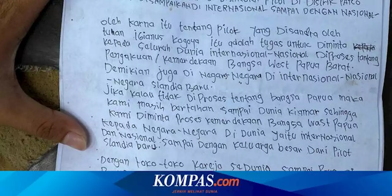 KKB Titipkan Surat ke Pilot Susi Air yang Mendarat di Jila Mimika