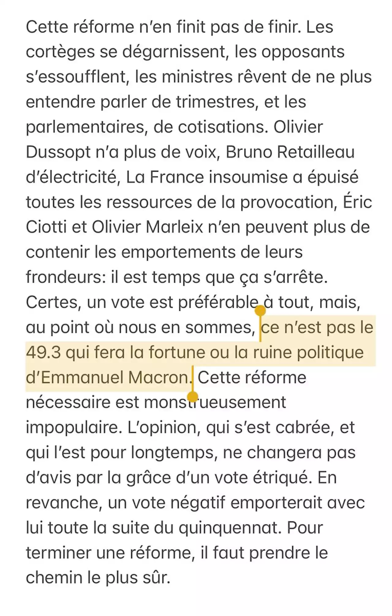 Retraites: «Il faut savoir terminer une réforme»