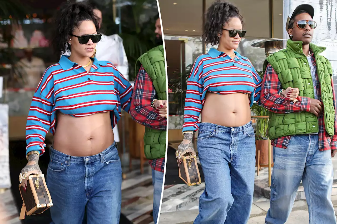 Pregnant Rihanna turns four-figure polo shirt into bump-baring crop top