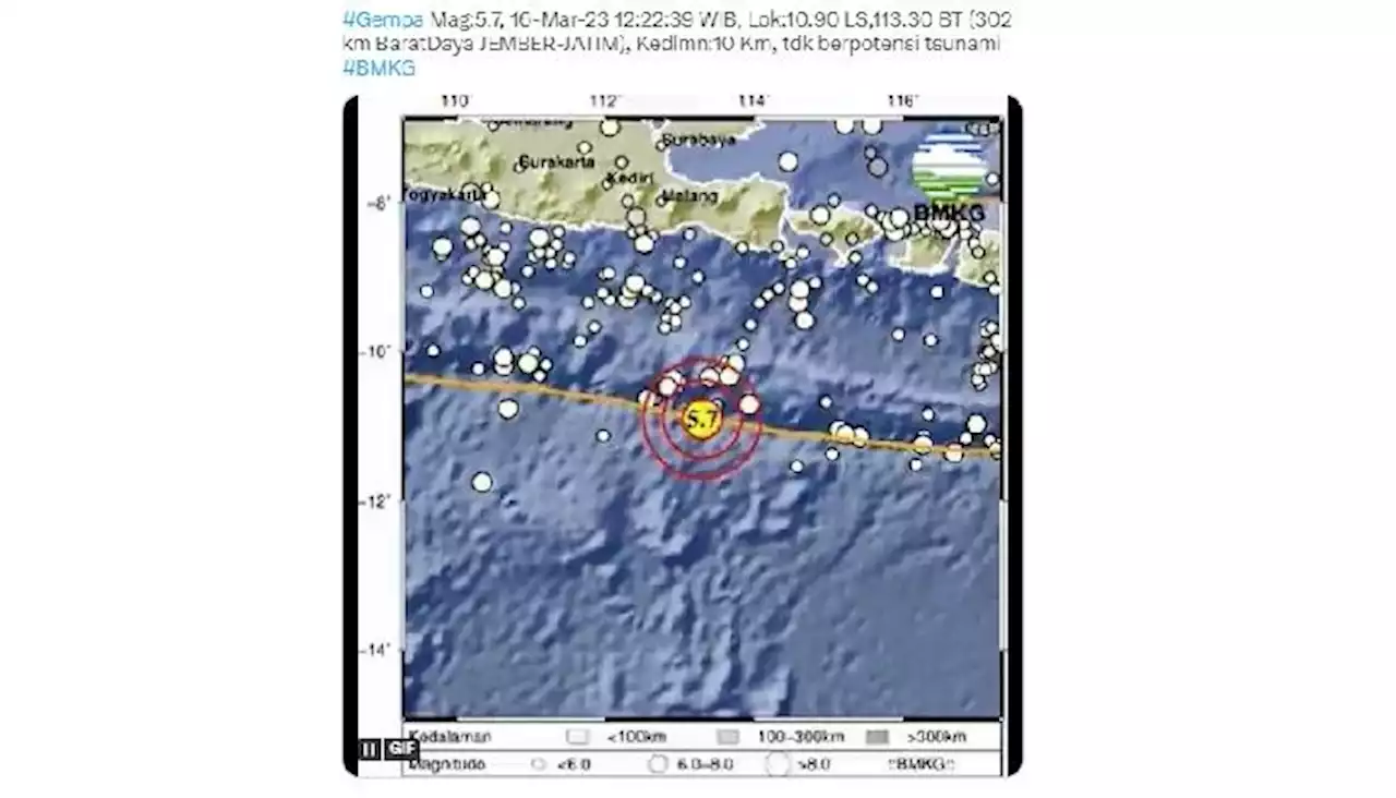 Gempa M5,7 Guncang Jember Jawa Timur, Terasa hingga Bali dan Yogya