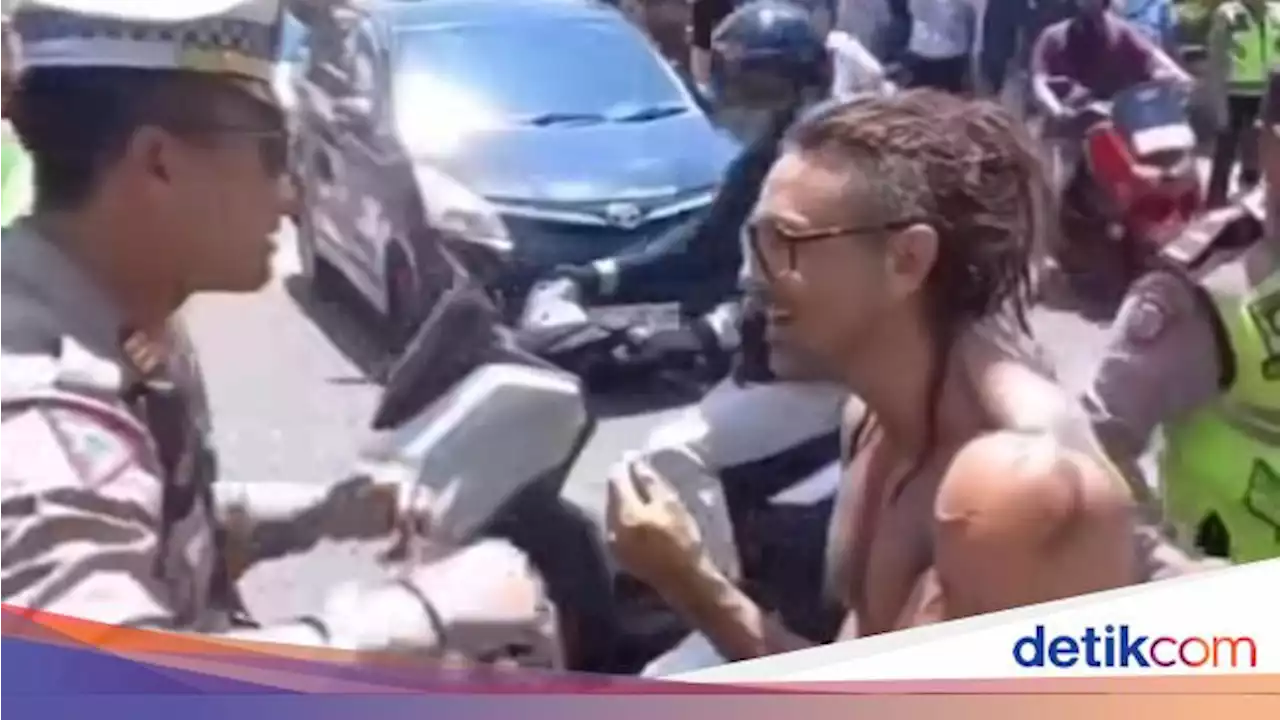 Tak Pakai Helm di Jalan Raya Bali, Bule AS Ngamuk Disetop Saat Razia