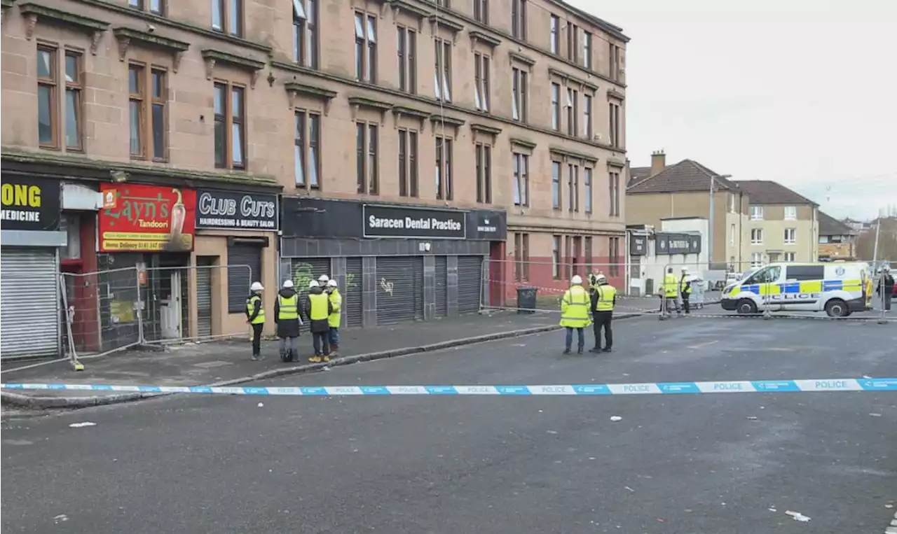 Pictures show damage to Glasgow takeaway after fire as cops still at scene