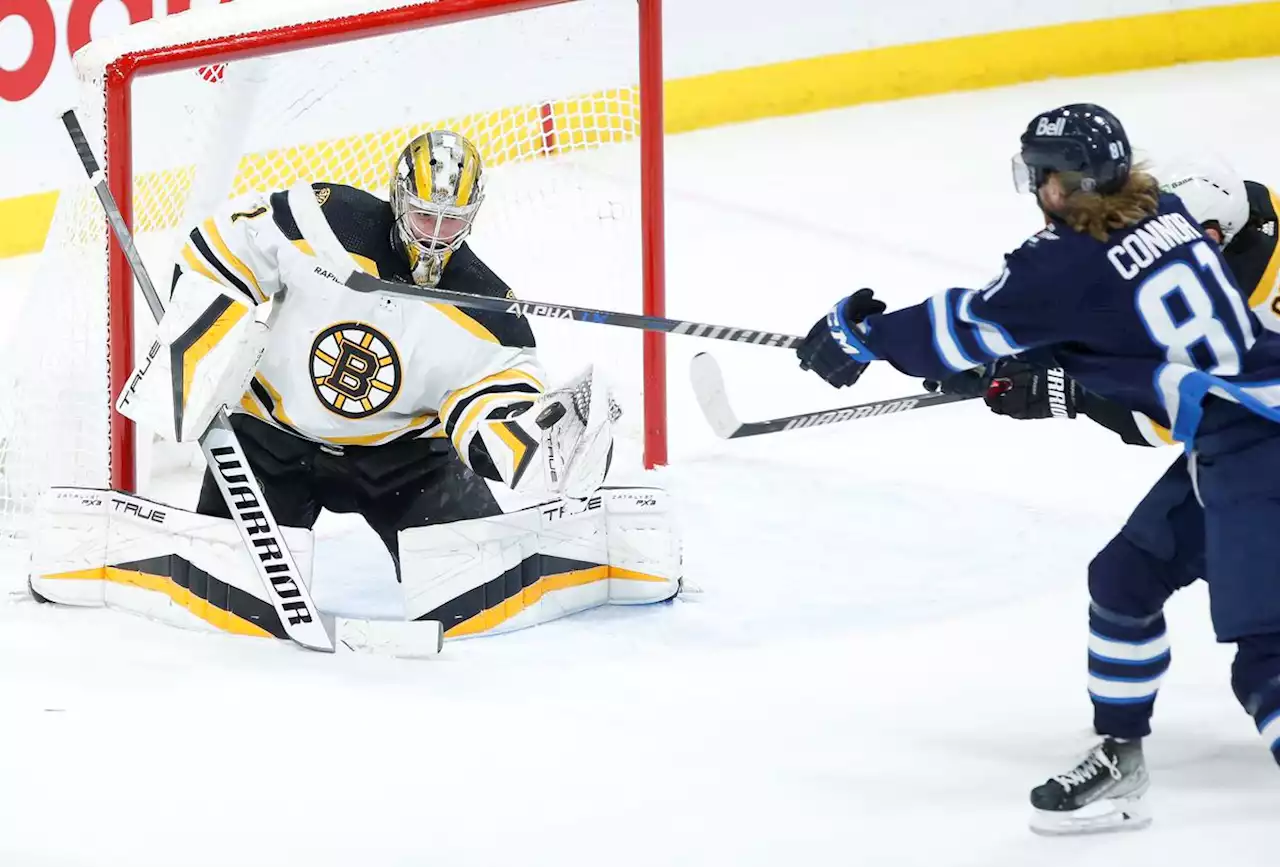 Swayman stops 35 shots for third shutout of season as Bruins defeat Jets 3-0