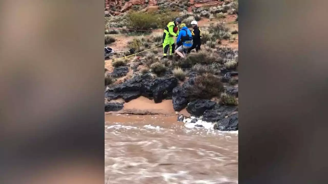 Video shows rescue of family trapped by flood waters in Southern Utah