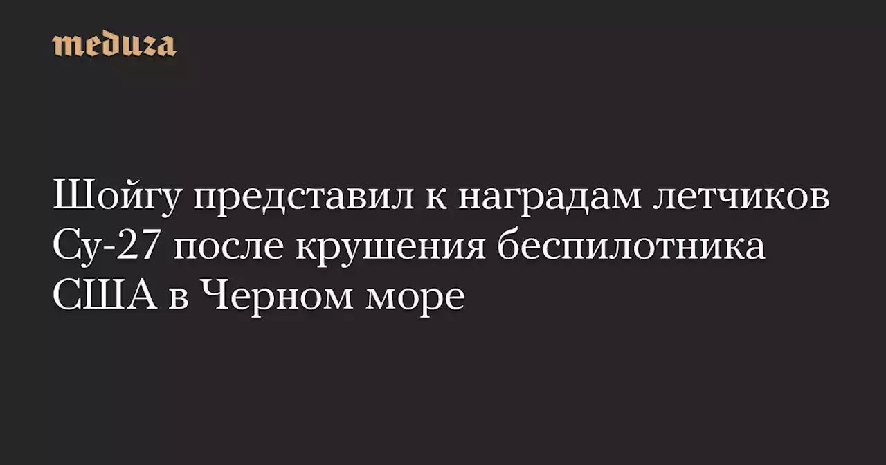 Шойгу представил к наградам летчиков Cу-27 после крушения беспилотника США в Черном море — Meduza