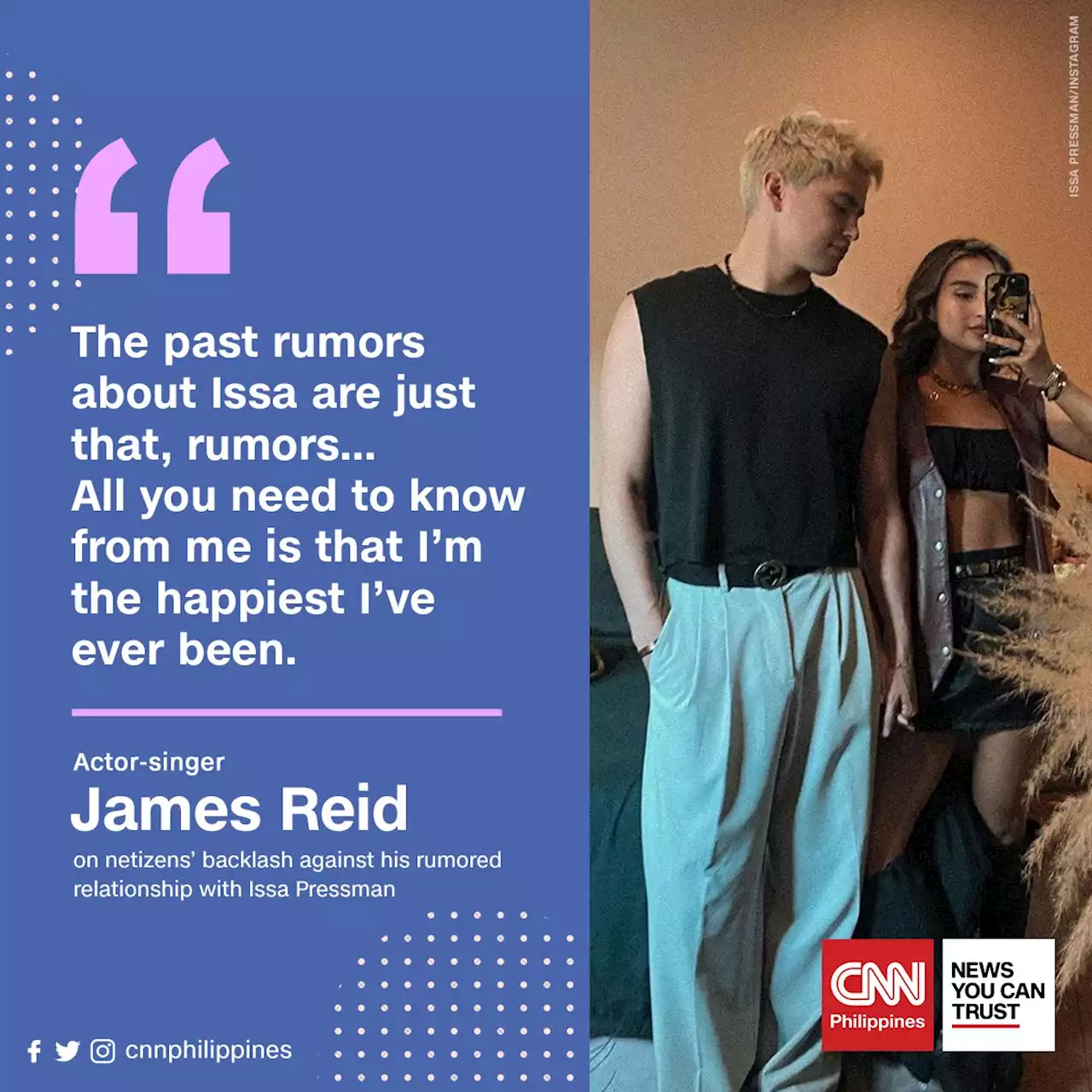 ‘Happiest I’ve ever been’: James Reid speaks up on Issa Pressman issue, denies past rumors