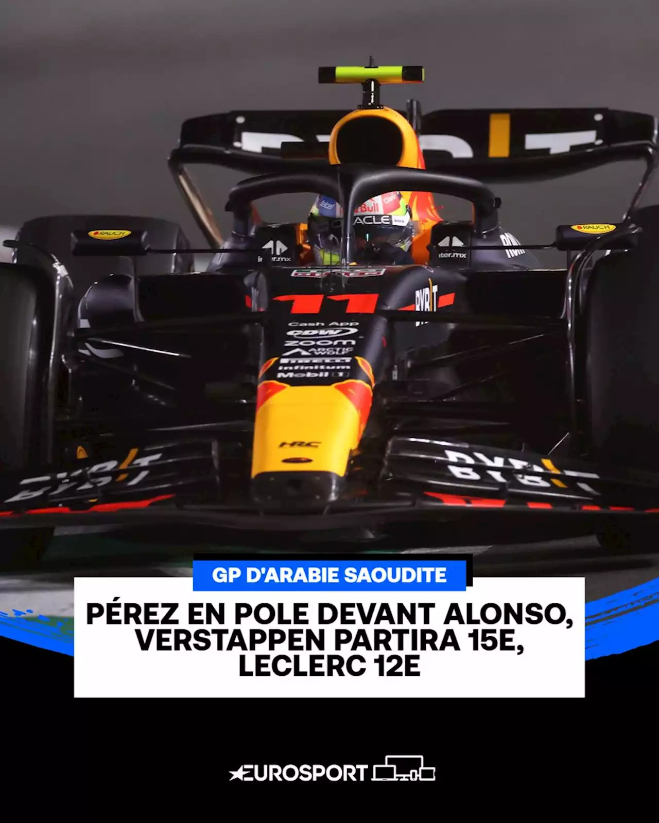 Formule 1, Grand Prix d'Arabie Saoudite - Sergio Pérez en pole devant Alonso, Max Verstappen partira 15e, Leclerc 12e