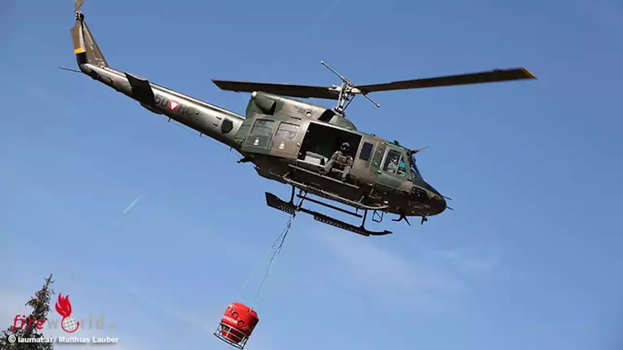 Oö: Waldbrandübung mit Bundesheer-Hubschrauber-Unterstützung in Micheldorf