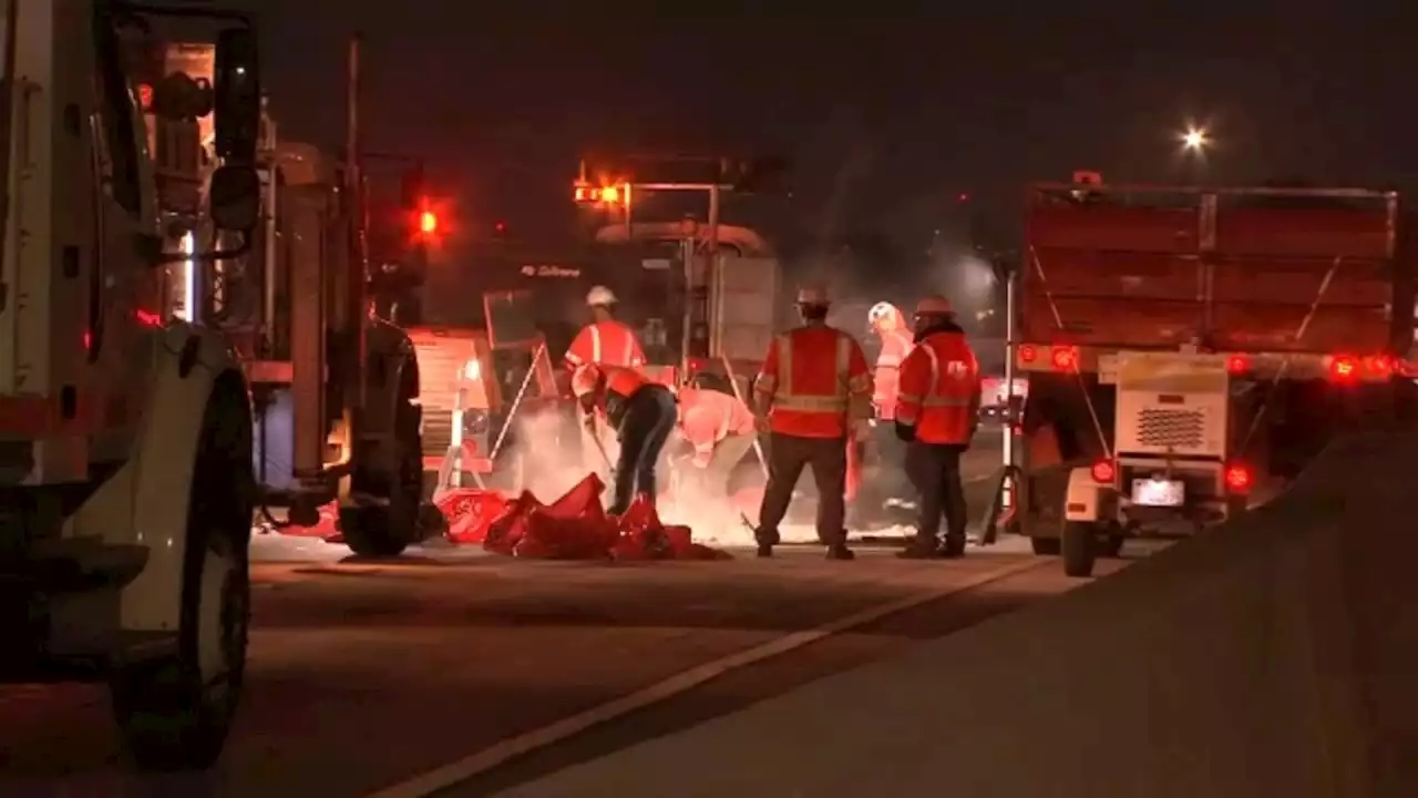 Debris falling from sinkhole closes several lanes on 5 Freeway in Glendale