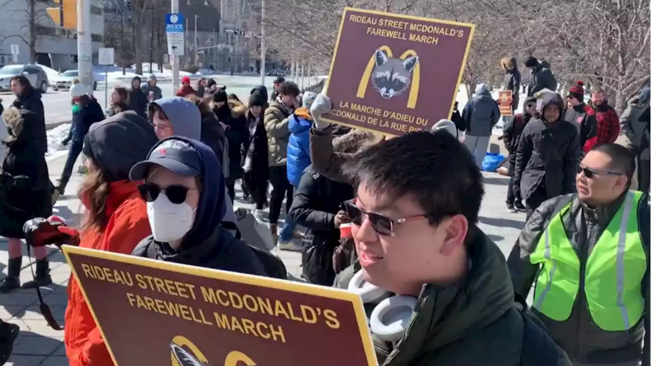 Marchers mourn end of a McEra as notorious Ottawa McDonald's will soon be McGone-ald's