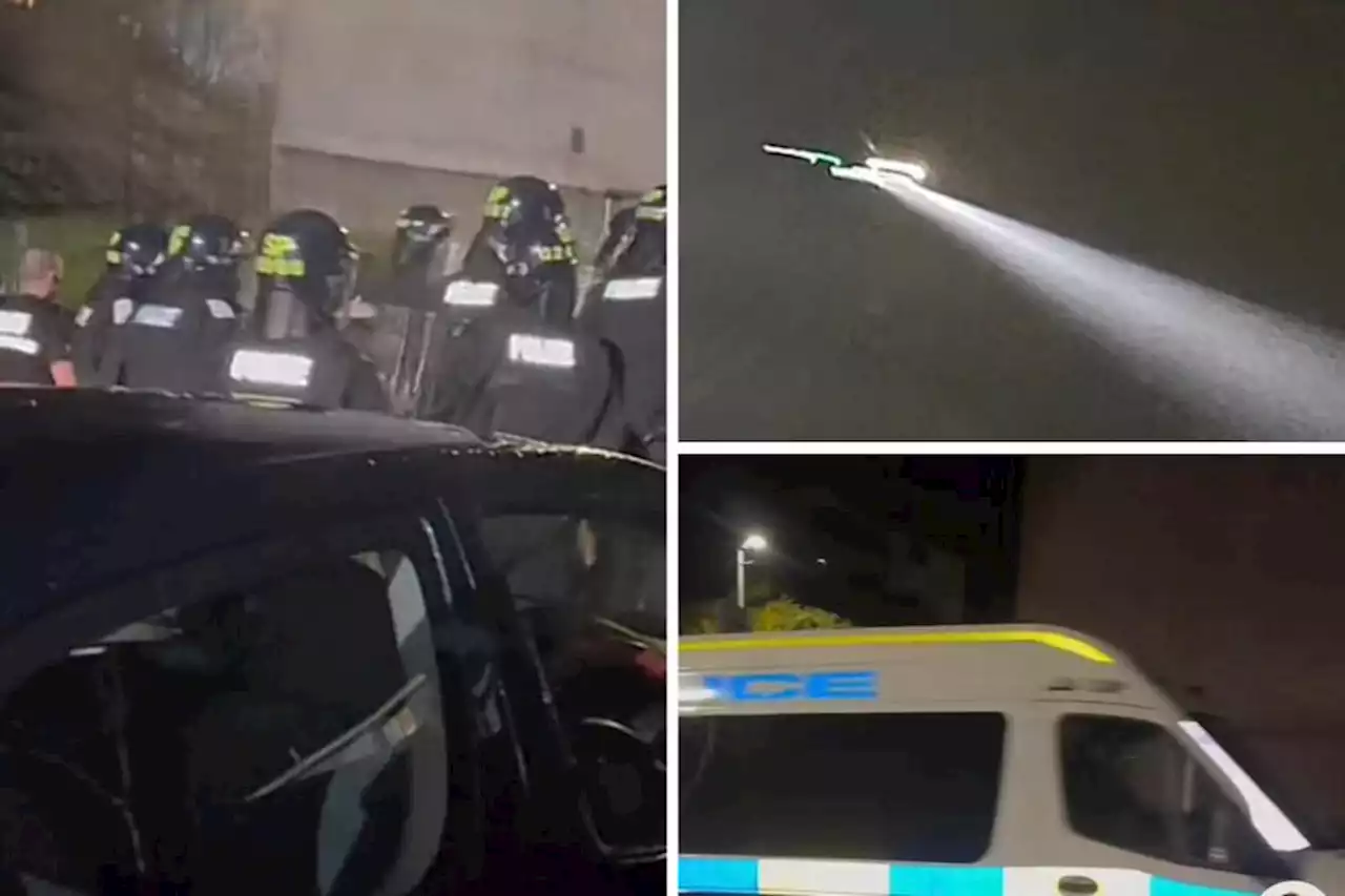 'Bricks and fireworks' thrown at cops after mob gathers at house