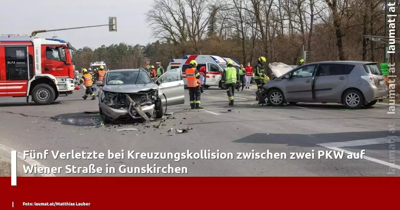 Fünf Verletzte bei Kreuzungskollision zwischen zwei PKW auf Wiener Straße in Gunskirchen | laumat|at