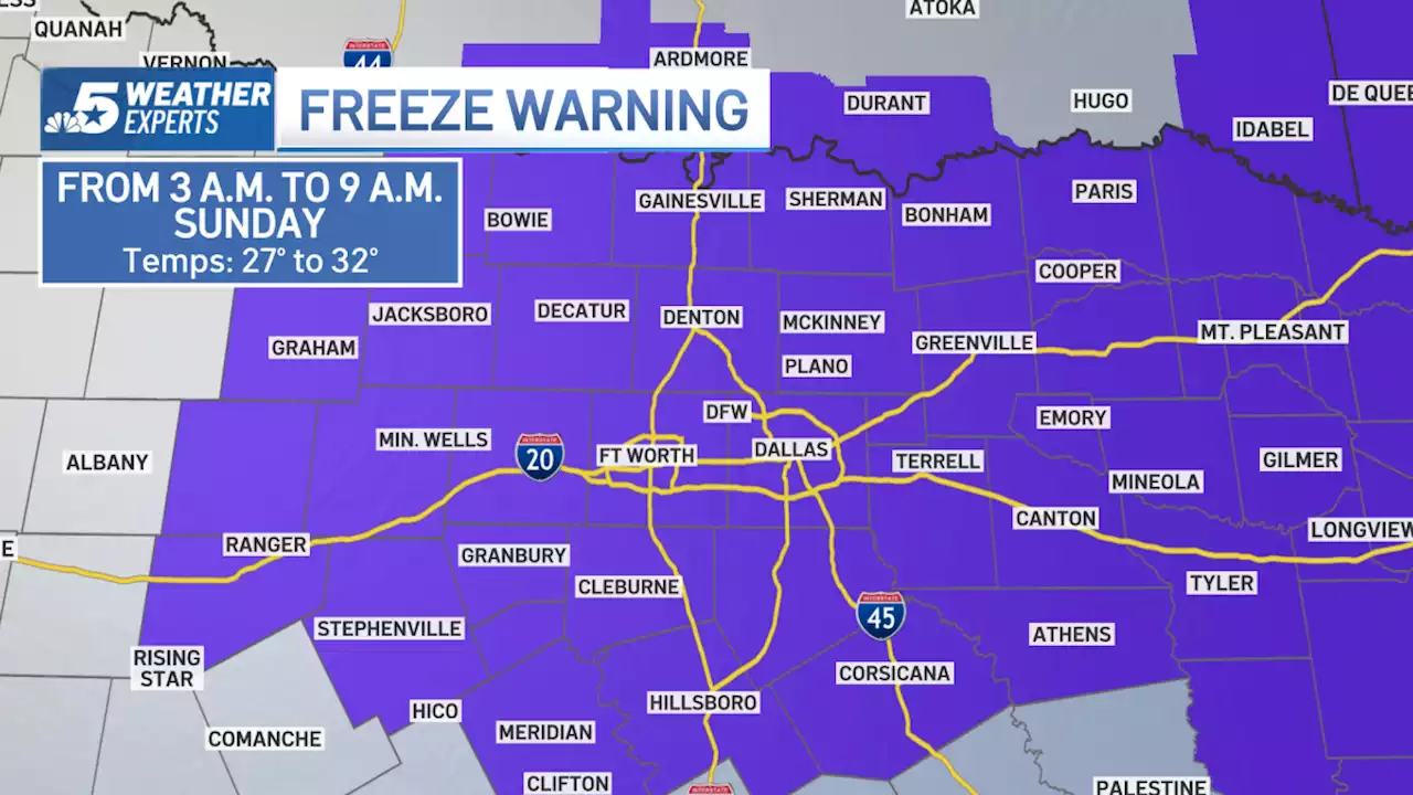 Freeze Warning in Effect Sunday Morning Across North Texas