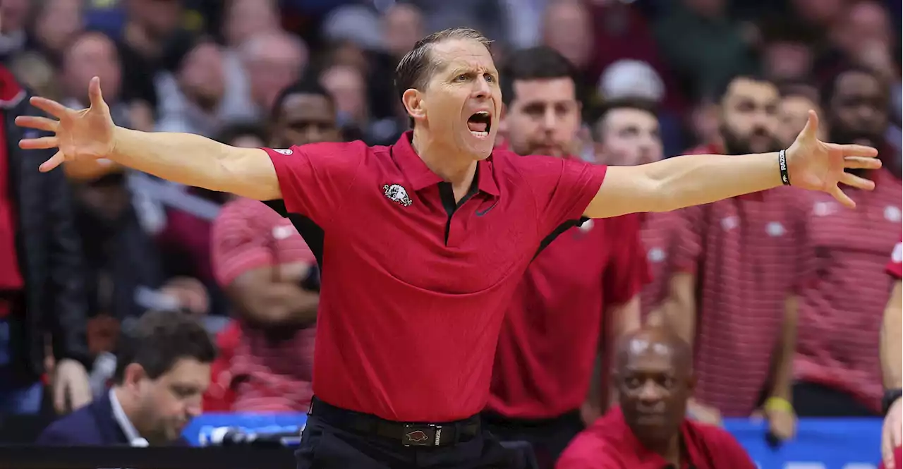 Arkansas Head Coach Eric Musselman Rips Off Shirt in Epic March Madness Celebration