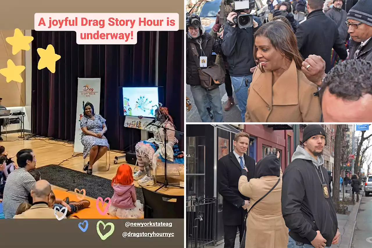 AG Letitia James’ ‘Drag Story Hour’ draws over 100 protesters, cops, even NYC Council guards