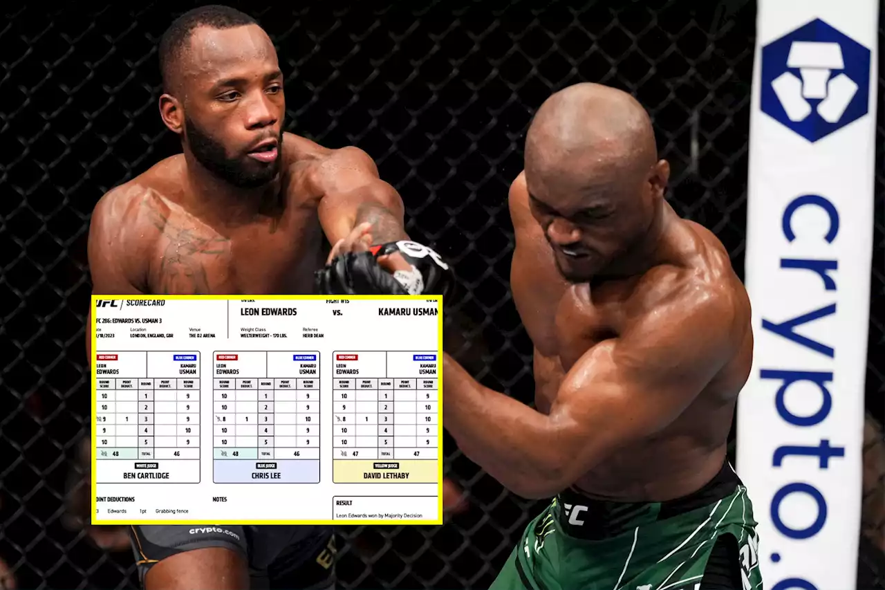 Leon Edwards vs Kamaru Usman 3 full judges’ scorecards revealed following UK stars majority decision win despite point deduction at UFC 286