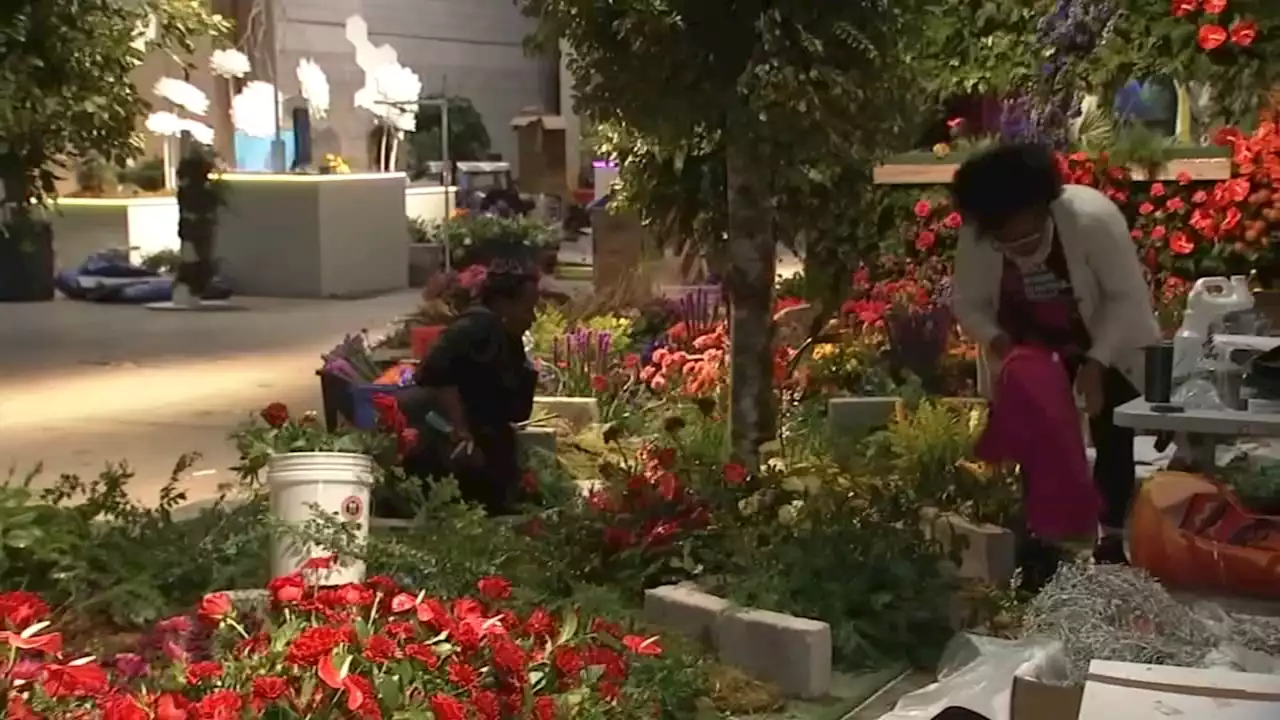 Finishing touches being made on exhibits at PHS Philadelphia Flower Show