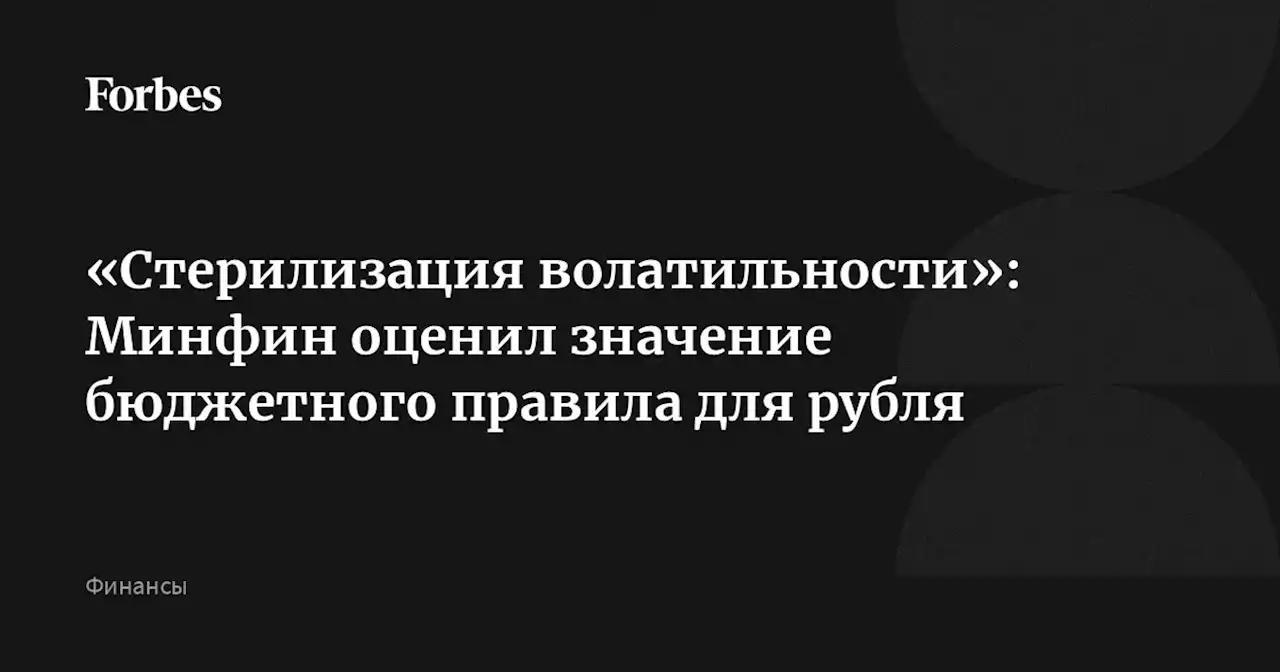 «Стерилизация волатильности»: Минфин оценил значение бюджетного правила для рубля