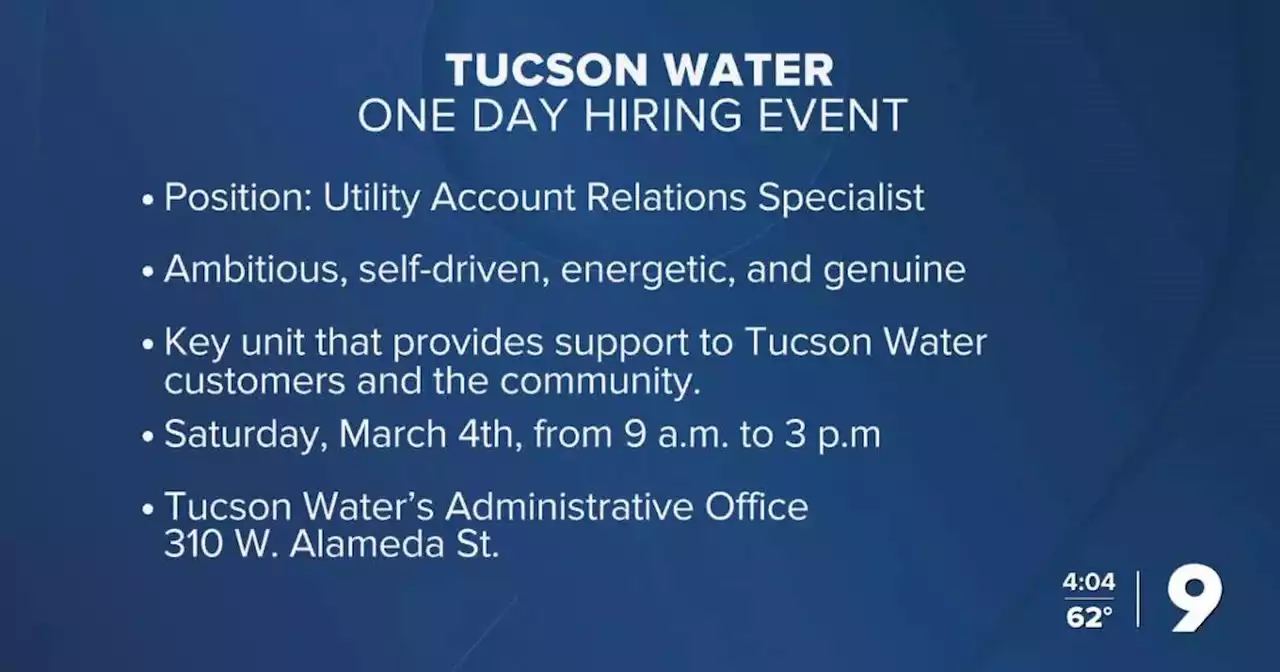 Tucson Water holding hiring event March 4