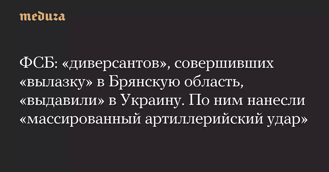 ФСБ: «диверсантов», совершивших «вылазку» в Брянскую область, «выдавили» в Украину. По ним нанесли «массированный артиллерийский удар» — Meduza