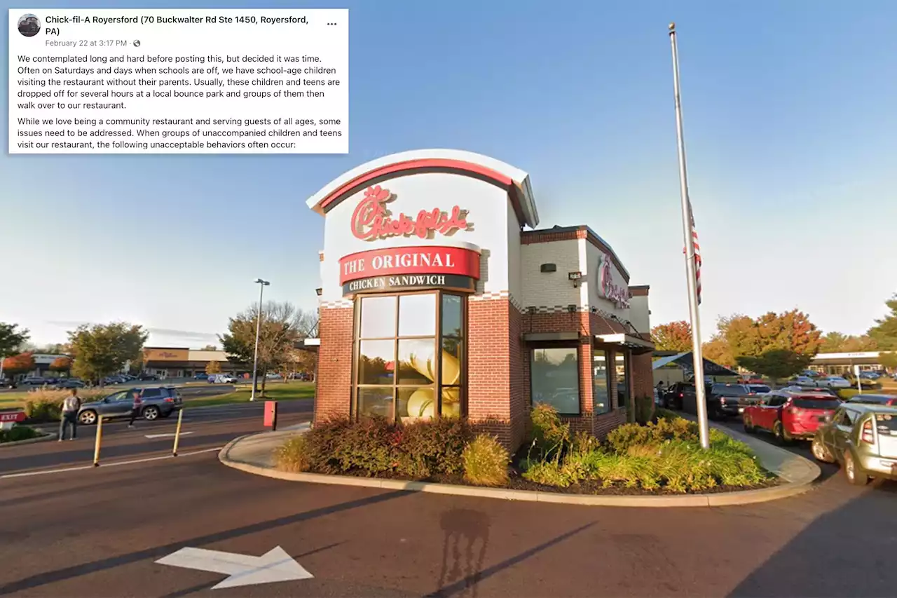 Pennsylvania Chick-fil-A bans unaccompanied kids under 16 over ‘unacceptable behaviors’