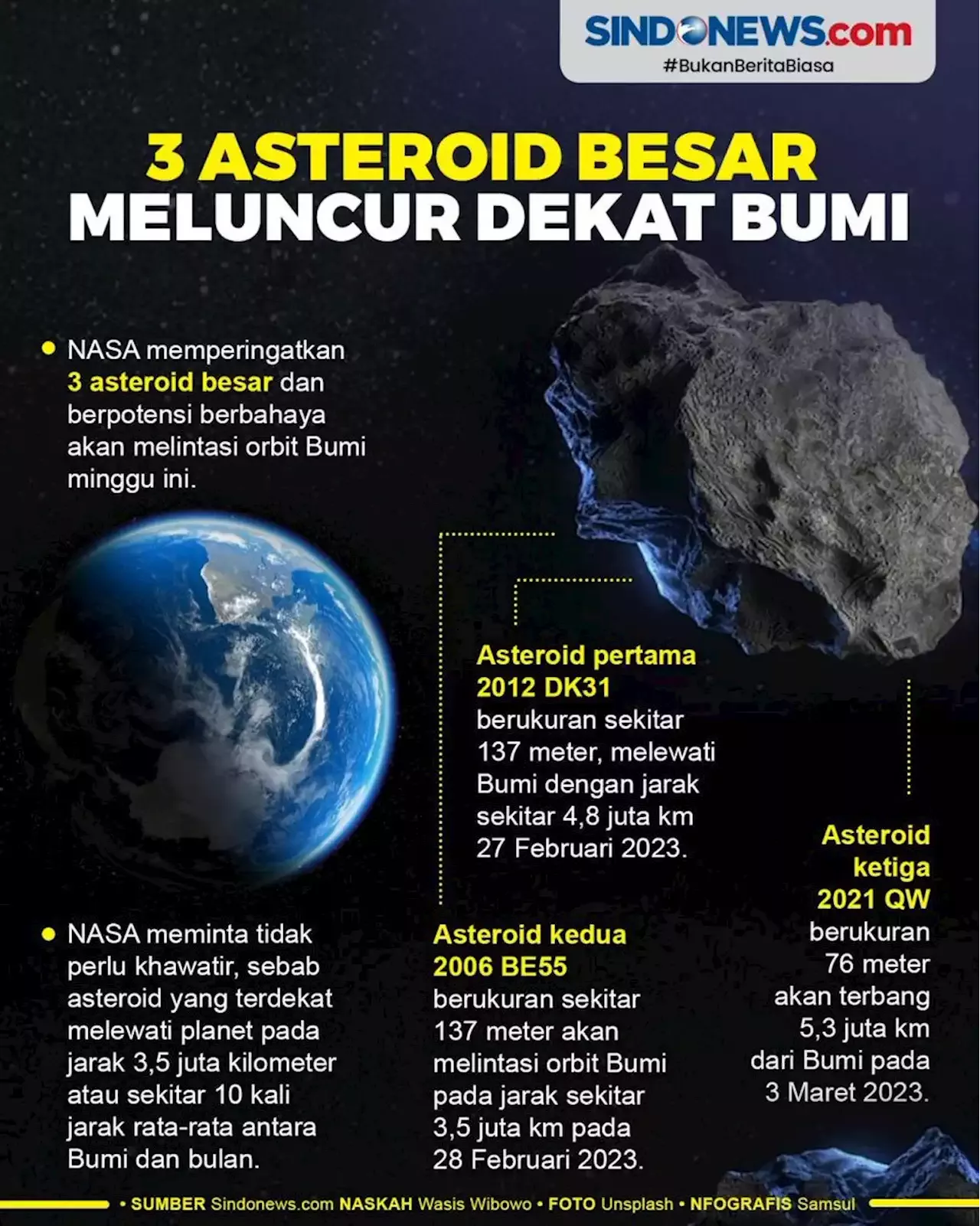 NASA Warns 3 Large Asteroids Passing Near Earth