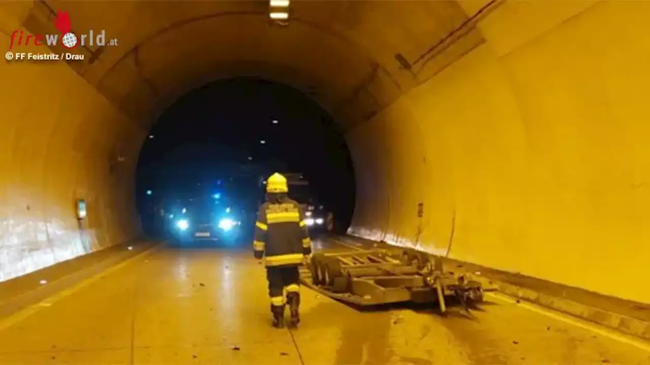 Ktn: Sicherungsarbeiten nach Pkw mit Anhänger-Kollision, A10 Kroislerwandtunnel