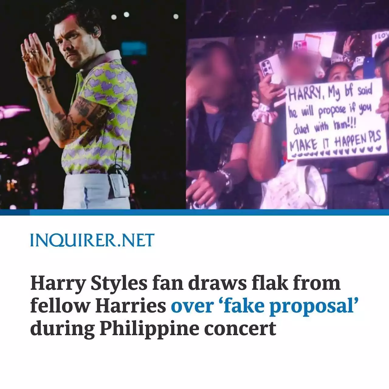 Harry Styles fan draws flak from fellow Harries over ‘fake proposal’ during Philippine concert